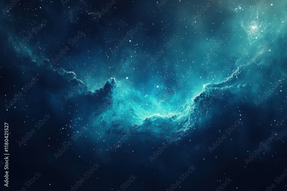 Obraz premium Cosmic Nebula: Teal Dreamscapes