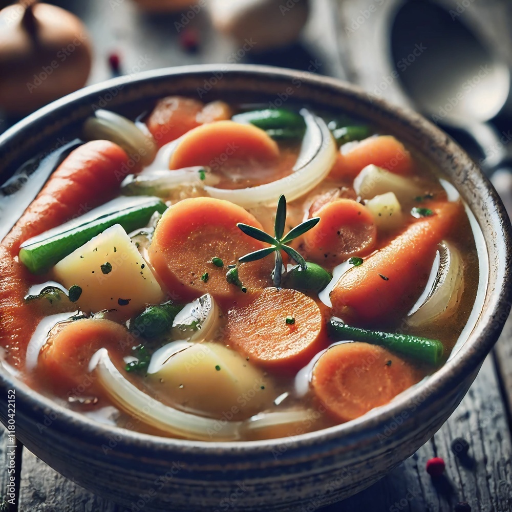 soup with pieces of vegetables.