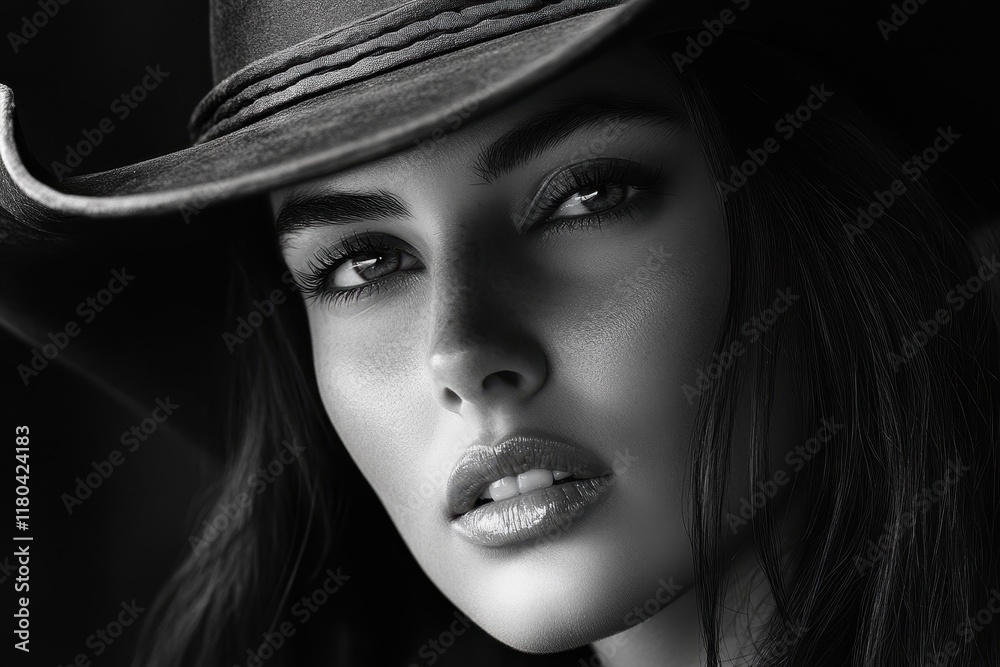 attractive young woman in a cowboy hat attractive young woman in a cowboy hat