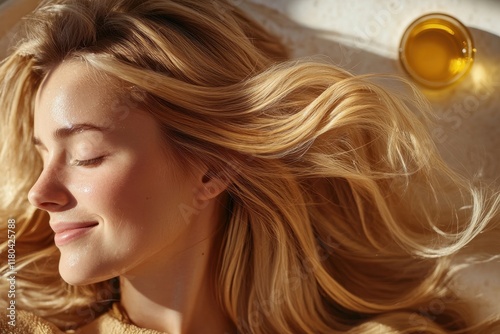 Home hair treatment for women with blonde oil