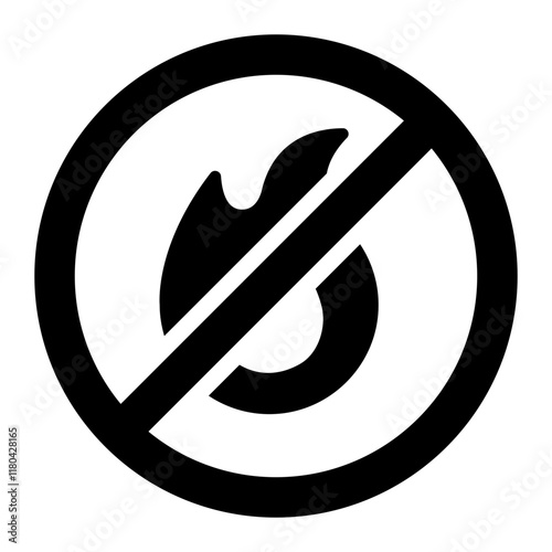 No fire safety glyph icon for areas with flammable materials, emphasizing fire safety