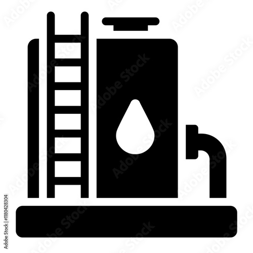 Cistern or oil storage tank glyph icon representing fuel storage in oil and gas facilities