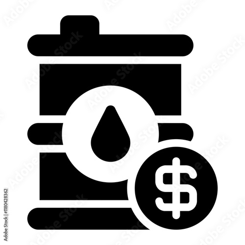 Oil barrel with price glyph icon depicting the market dynamics of crude oil pricing