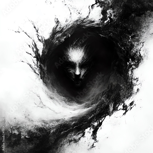 An abstract portrayal of inner turmoil, blending dark and light elements to evoke deep emotions.