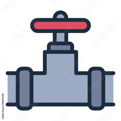 Pipeline valve filled line icon used to control flow in oil and gas industries