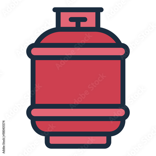 Gas cylinder container filled line icon for storing compressed gases used in industrial applications
