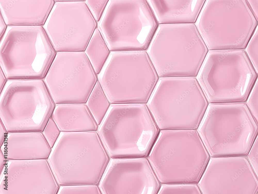 Fototapeta premium Pink Glossy Hexagonal Tile Pattern