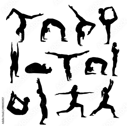 Fitness Men Women Silhouette Vector Pack graphic drawing illustration for stickers, streetwear, t-shirts, logos, print-on-demand, print, or branding
