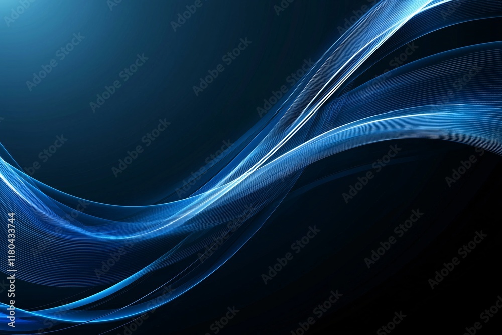 Naklejka premium Abstract Blue Swirling Waves Dynamic Energy Background Modern Design Digital Art