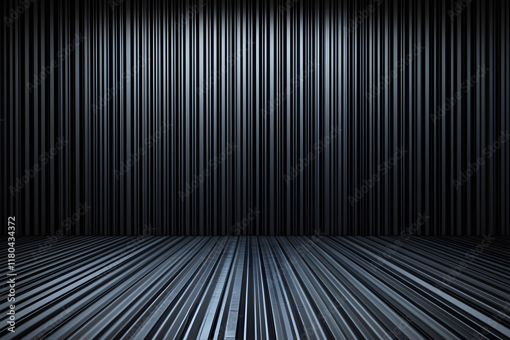 Abstract Striped Room with Dark Grey and Black Walls and Floor Abstract Striped Room with Dark Grey and Black Walls and Floor