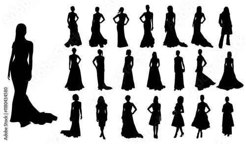 Women's Fashion Silhouette Vector Pack graphic drawing illustration for stickers, streetwear, t-shirts, logos, print-on-demand, print, or branding