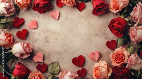Red Rose Heart Center Valentine Background