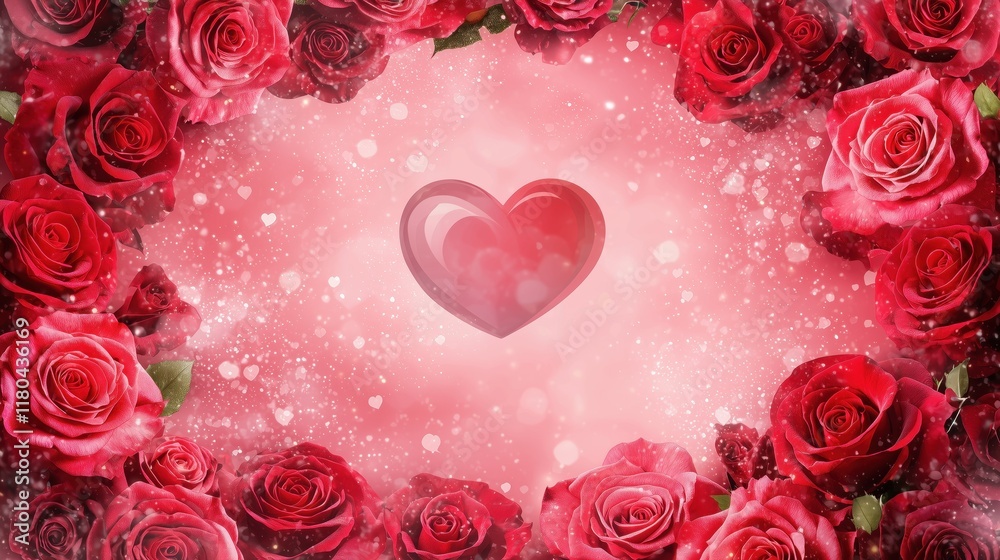 Romantic love roses heart frame background with copy space Romantic love roses heart frame background with copy space