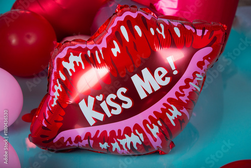 inflatable balls on a blue background until valentine's day