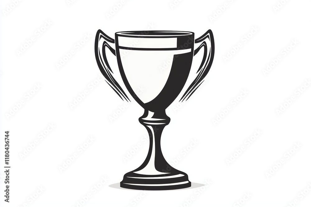 Black and white trophy illustration on a plain background Black and white trophy illustration on a plain background