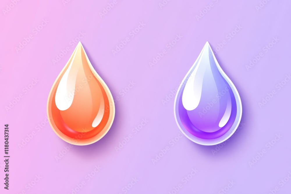 Colorful liquid drops on pastel background with glossy finish Colorful liquid drops on pastel background with glossy finish