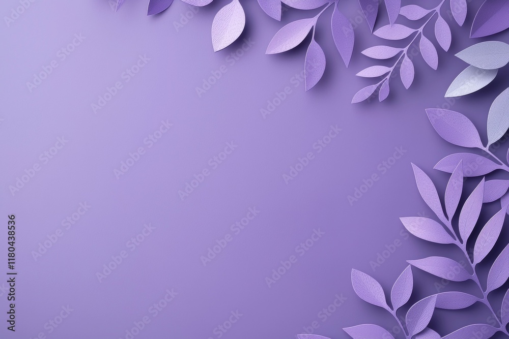 Fototapeta premium Purple background with a leafy border