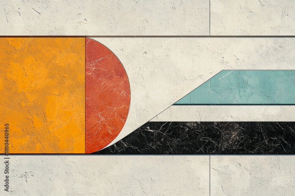 Naklejka premium Colorful abstract painting with a red circle in the middle