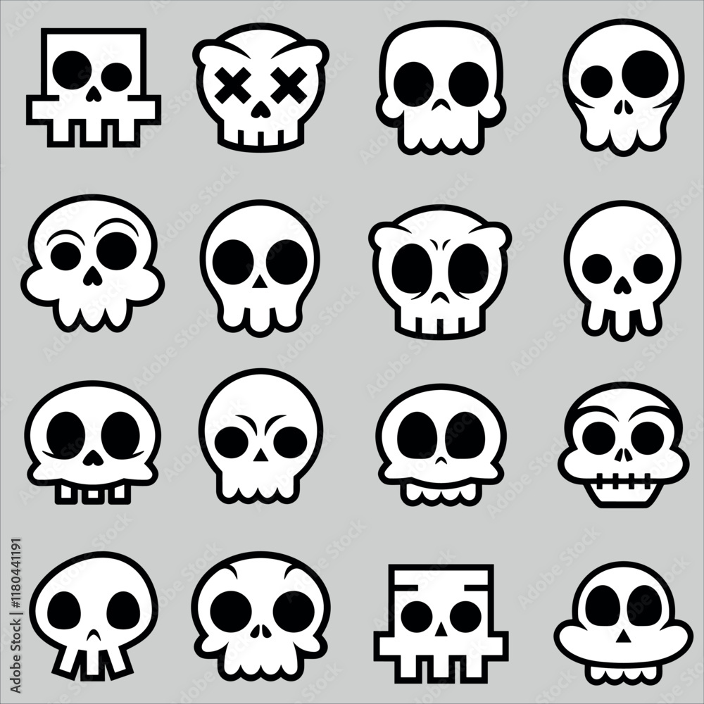Pack of skulls graffiti design