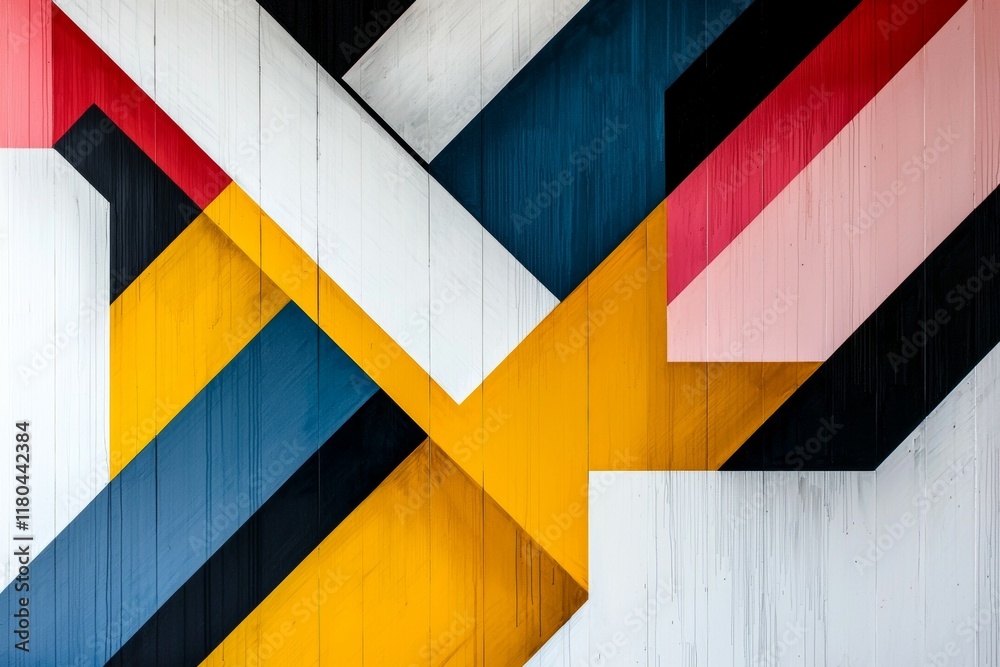 Fototapeta premium Colorful abstract painting with a yellow and black stripe
