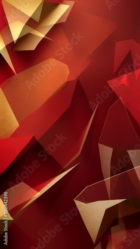 Abstract red and gold geometric shapes background.