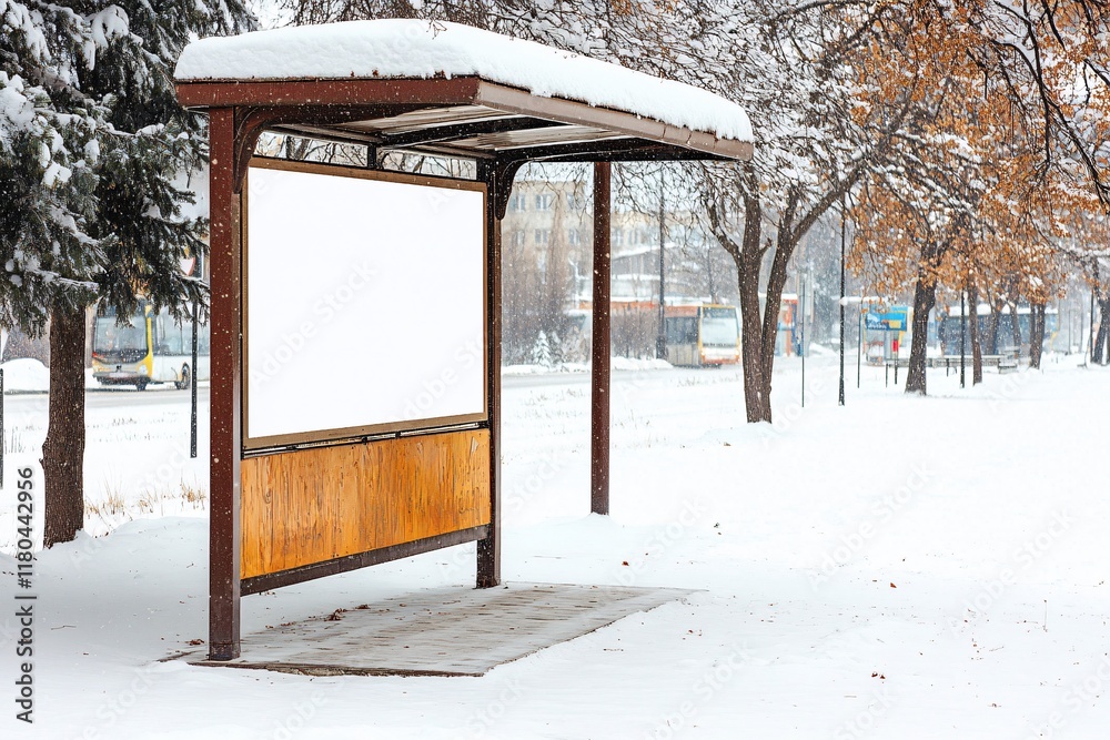 Urban Bus Stop Design with Blank Poster Area Urban Bus Stop Design with Blank Poster Area