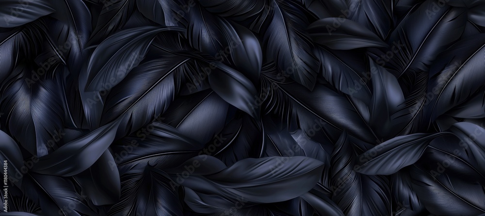 A dark and sophisticated abstract composition of black feathers, creating a textured and elegant desktop background. Mysterious and modern design concept. A dark and sophisticated abstract composition of black feathers, creating a textured and elegant desktop background. Mysterious and modern design concept.