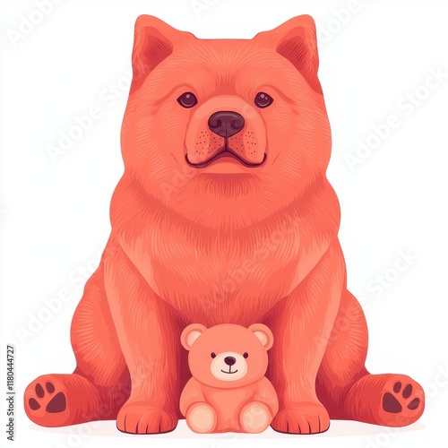 Adorable Cartoon Dog with Plush Toy in a Bright, Playful Style