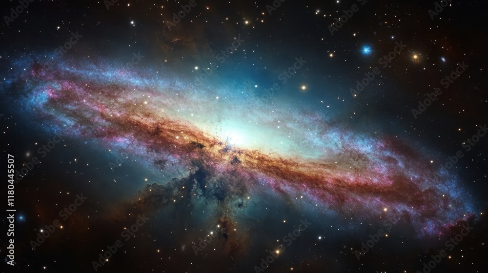 A vibrant spiral galaxy in deep space with countless stars A vibrant spiral galaxy in deep space with countless stars