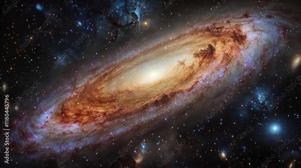 Fototapeta premium Majestic Spiral Galaxy Amidst Distant Stars and Nebulae