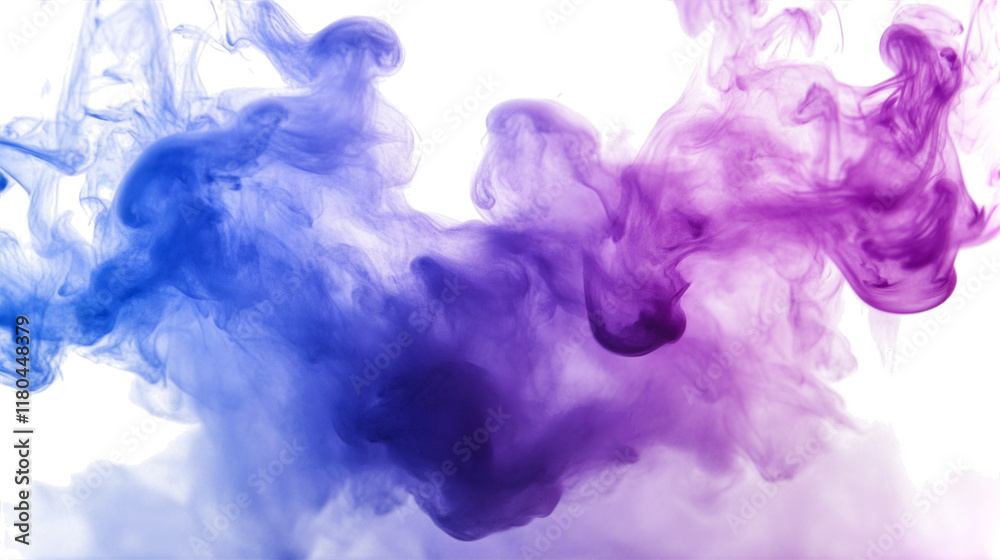 Purple and blue watercolor splash creating a light and artistic texture isolated on white background Purple and blue watercolor splash creating a light and artistic texture isolated on white background