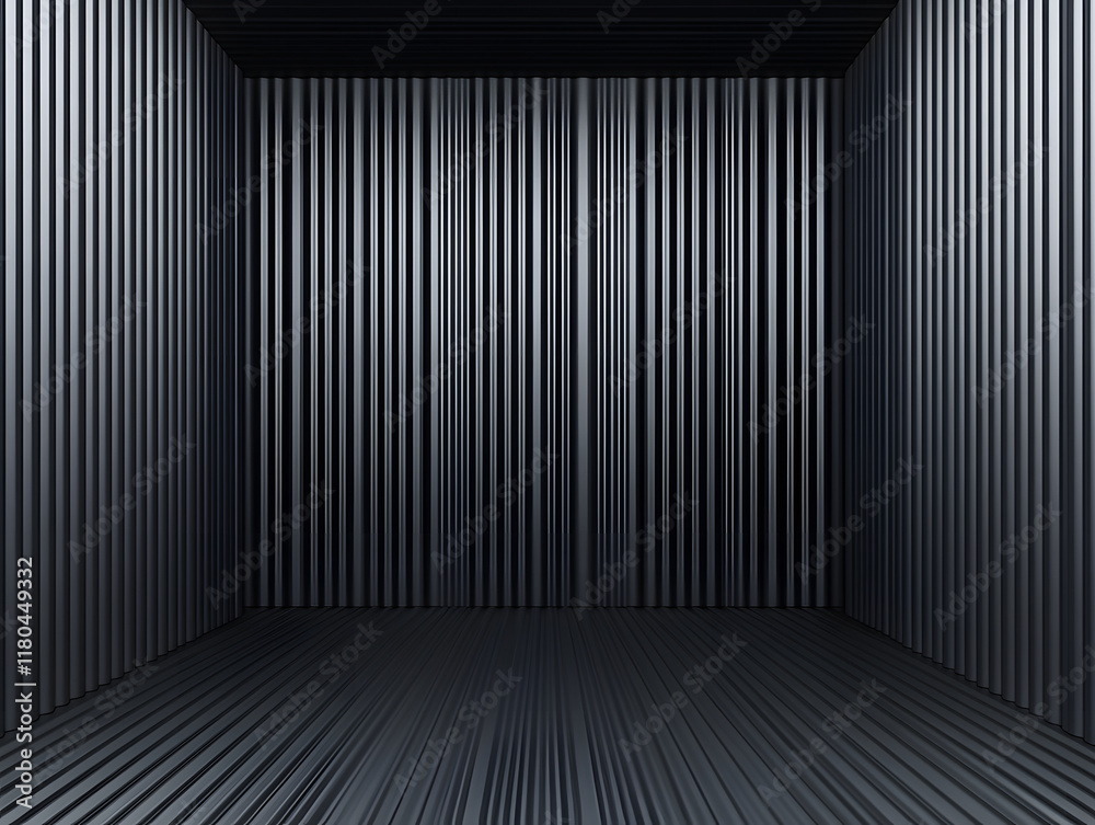 Digital Rendering of a Cubic Room with Vertical Ribbed Walls and Floor Digital Rendering of a Cubic Room with Vertical Ribbed Walls and Floor