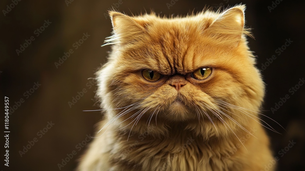 Fototapeta premium Grumpy ginger Persian cat portrait.