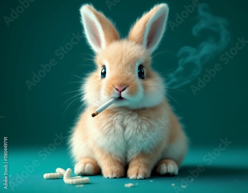 Smoky Bunny: A Whimsical, Digital Art Portrait photo