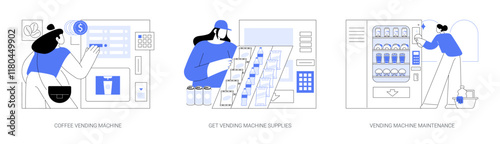 Vending machine business isolated cartoon vector illustrations se