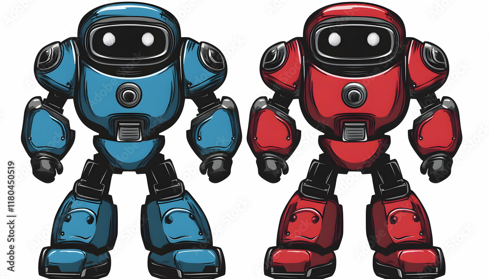 A red and blue retro robot on isolated jpg A red and blue retro robot on isolated jpg