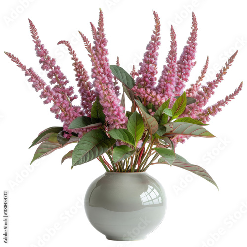 PNG Of A beautiful arrangement of pink flowers in a sleek, modern vase adds vibrancy to any setting, White or Transparent Background