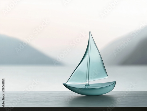 Stunning Translucent Glass Sailing Ship photo