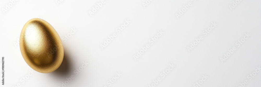 Fototapeta premium A shiny golden egg on clean white background, perfect for celebrations