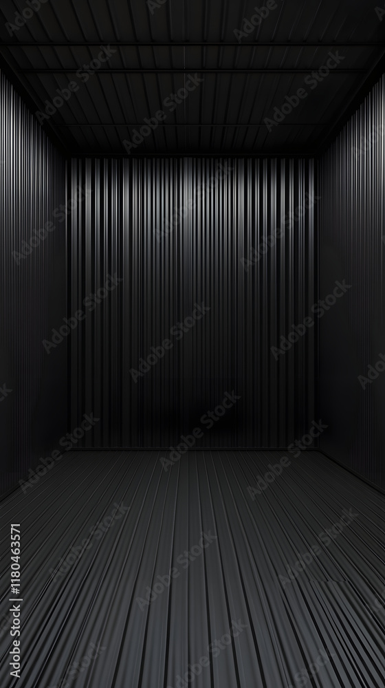 Interior View of a Black Corrugated Metal Room Interior View of a Black Corrugated Metal Room