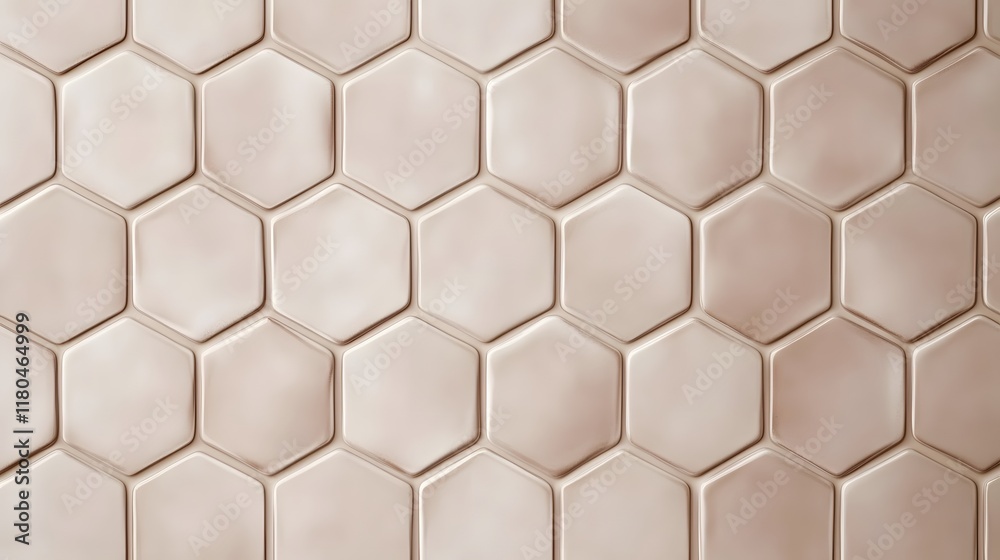 Fototapeta premium Light Beige Hexagonal Tile Wall