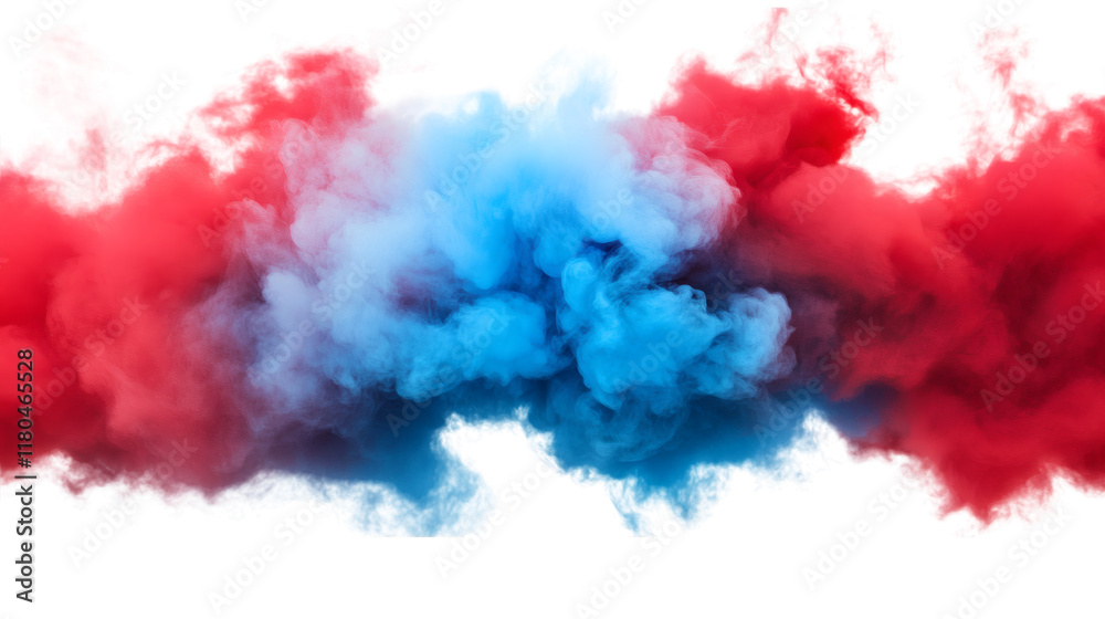 A blue and red smoke isolated on white background A blue and red smoke isolated on white background