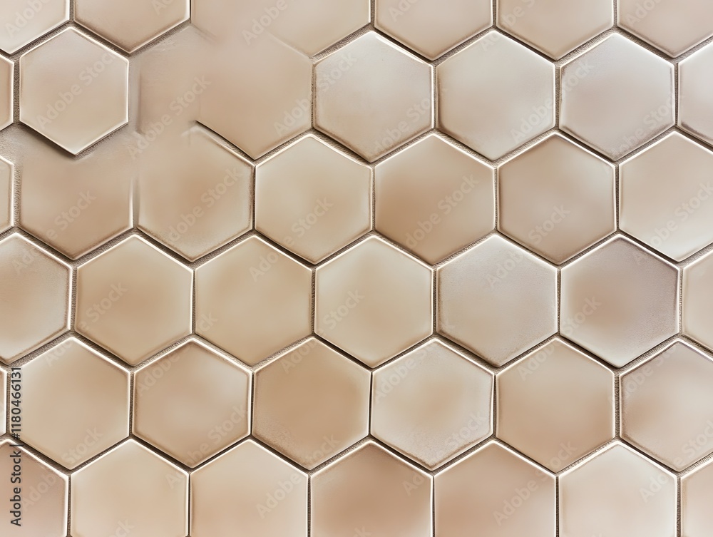 Fototapeta premium Light Brown Hexagonal Tile Wall
