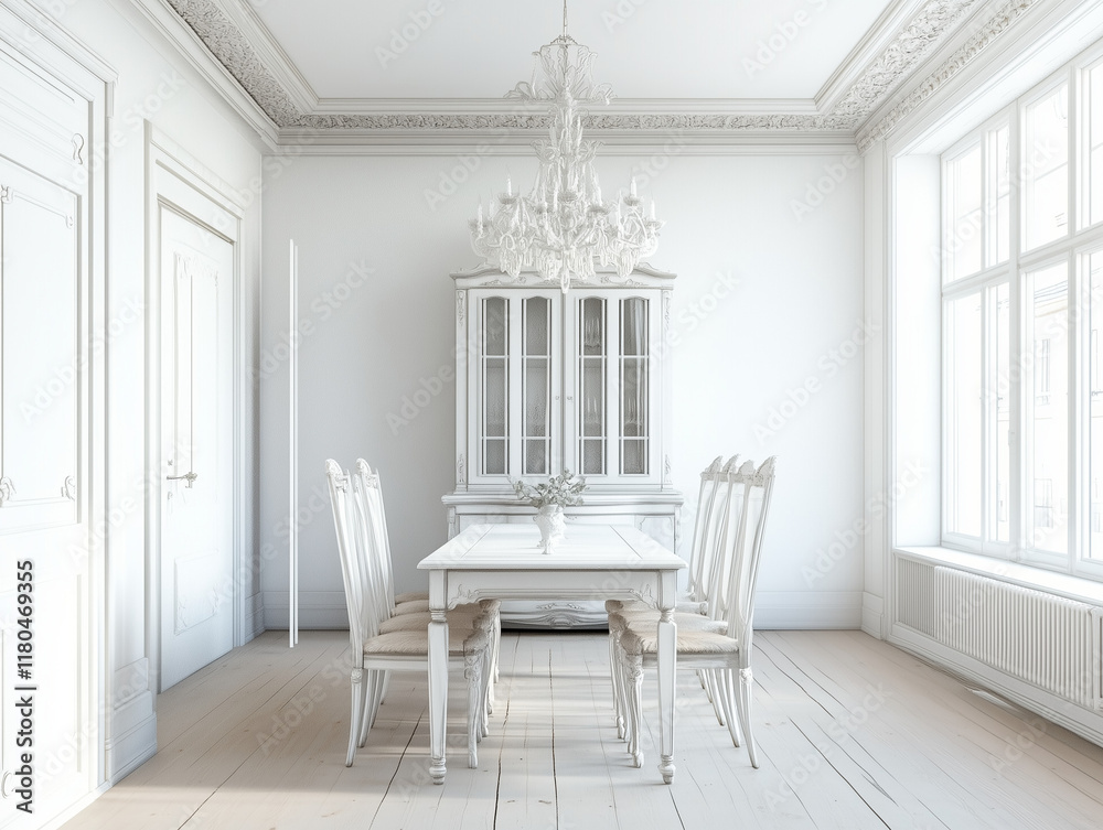 Fototapeta premium White dining room interior, close up