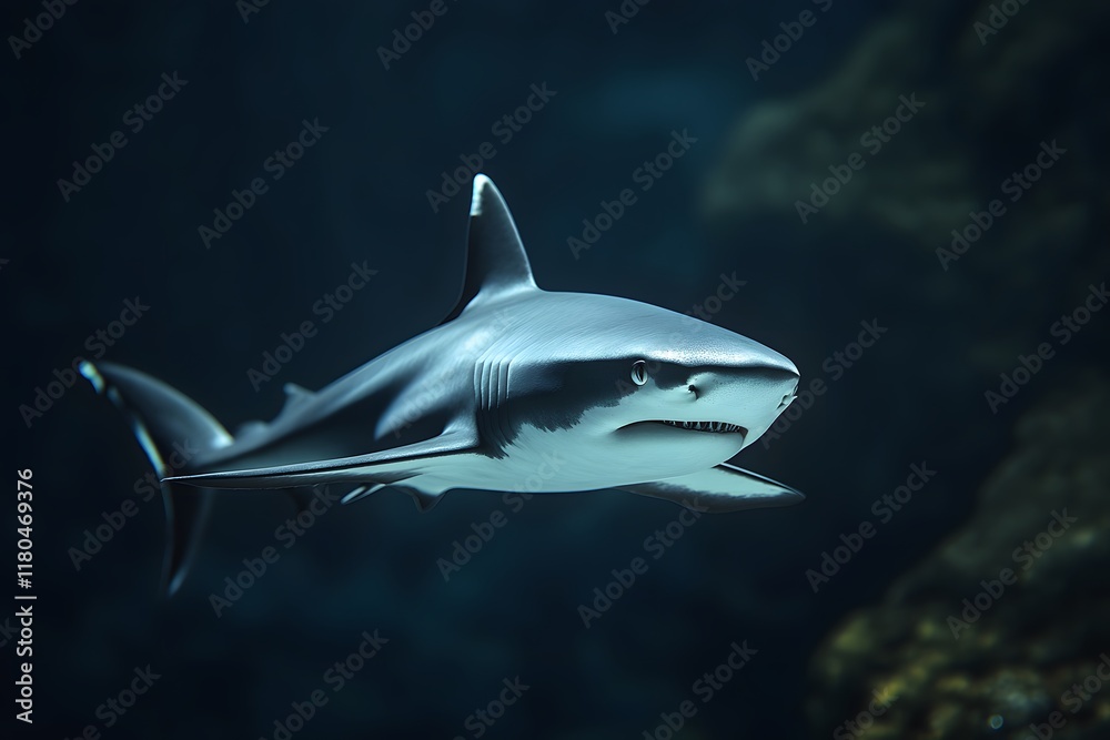 Naklejka premium Shark in the Deep Blue