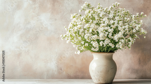 Wallpaper Mural White flowers in a rustic vase against a textured background. Torontodigital.ca
