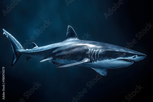 Shark Swimming in Deep Blue Water photo