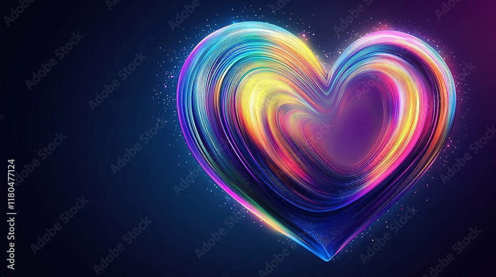 Vibrant Rainbow Heart Swirling Light Abstract Art Vibrant Rainbow Heart Swirling Light Abstract Art