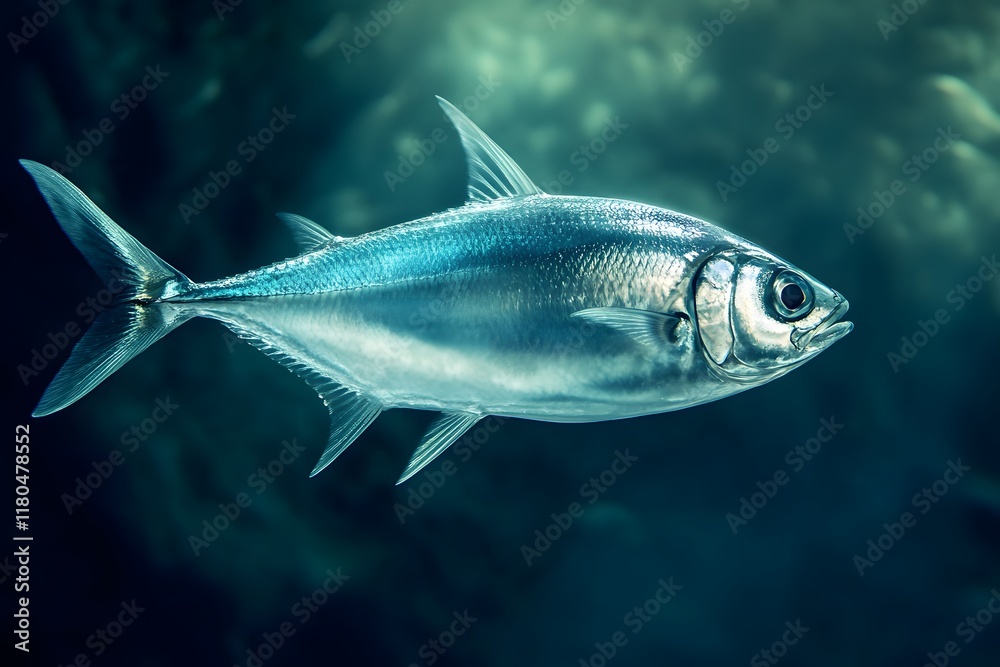 Fototapeta premium Silver Fish Swimming in the Blue