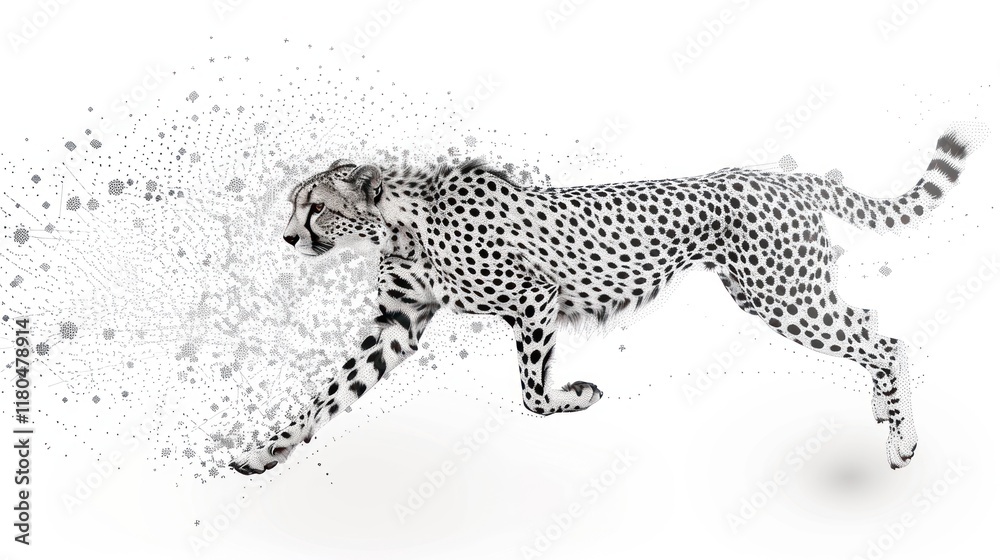 Fototapeta premium Cheetah in Motion: A Blur of Speed and Grace